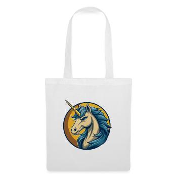 Unicorn Kawaii Maskottchen Cartoon Clipart Logo Abzeichen - Stoffbeutel - Weiß - Vorne