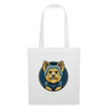 Logo clipart de dessin animé Yorkshire Terrier Kawaii - Sac en tissu - blanc - Devant