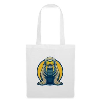 Walrus Kawaii Maskottchen Cartoon Clipart Logo Abzeichen - Stoffbeutel - Weiß - Vorne
