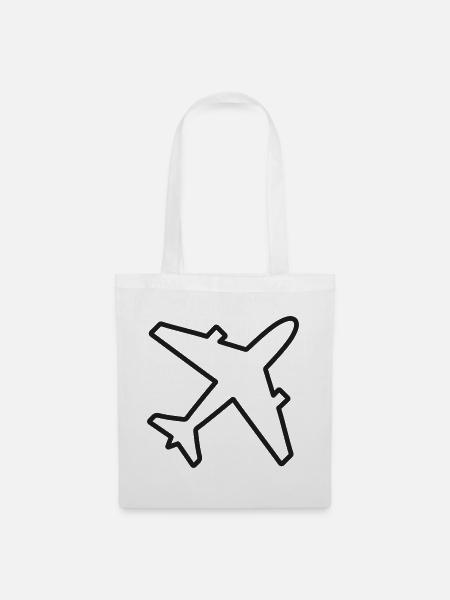 Flugzeuglinien-Icon Luftfahrtflugflugzeug - Stoffbeutel - Weiß