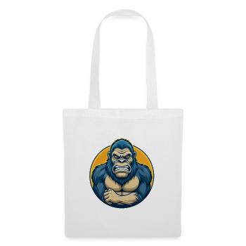 Gorilla Kawaii Maskottchen Cartoon Clipart Logo Abzeichen - Stoffbeutel - Weiß - Vorne