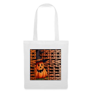 Halloween-Kürbis - Stoffbeutel - Weiß - Vorne