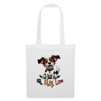 Assieds-toi Reste Aime Jack Russell Vie de chiot - Sac en tissu - blanc - Devant