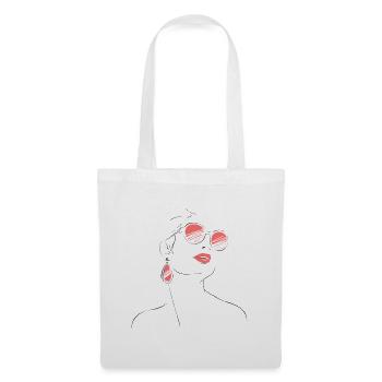 Croquis de lunettes de soleil de femme élégante - Sac en tissu - blanc - Devant