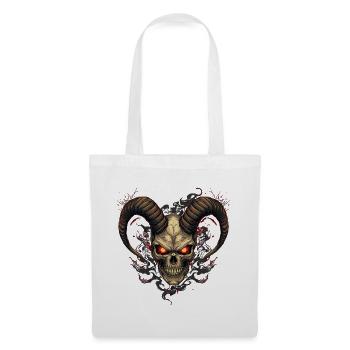 Höllischer Totenkopf mit Hörnern - Stoffbeutel - Weiß - Vorne