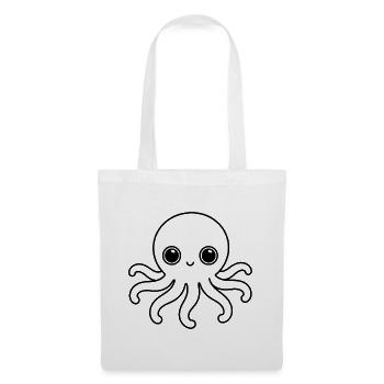 Süßer Oktopus One Line Kawaii Motiv - Stoffbeutel - Weiß - Vorne