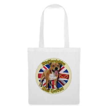 Red Staffie on English Flag Background - 014 - Tote Bag - white - Front