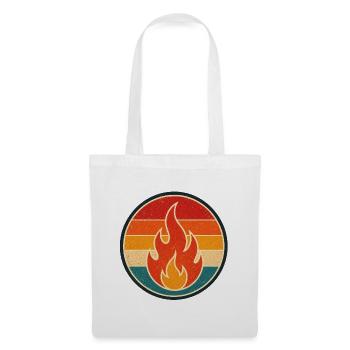 Flame Retro Badge Vintage-Stil Grafik - Stoffbeutel - Weiß - Vorne