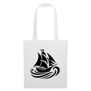 Silhouette de voilier mer et vagues - Sac en tissu - blanc - Devant