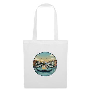 Venedig, Italien Rialto-Brücke-Gondelaufkleber - Stoffbeutel - Weiß - Vorne