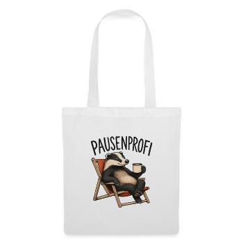 Pausenprofi Badger mit Kaffee - Stoffbeutel - Weiß - Vorne