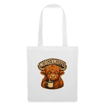 Morgenmuffel Kuh mit Kaffee - Stoffbeutel - Weiß - Vorne