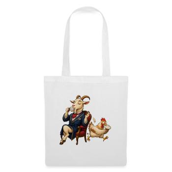 Goat as a gentleman at tea with hectic chicken - Tote Bag - white - Front