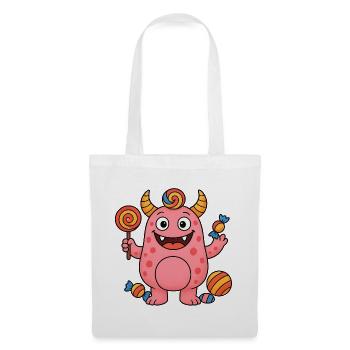 Monstre Rose Mignon - Sac en tissu - blanc - Devant