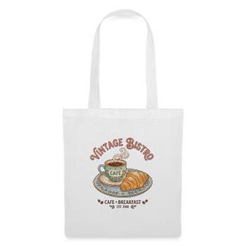 Vintage Bistro Kaffee Illustration - Stoffbeutel - Weiß - Vorne