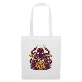 Ich zähle nur bis vier – Drummer Oktopus - Stoffbeutel - Weiß - Vorne