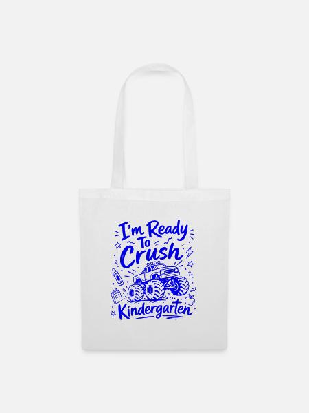 I’m Ready Crush Kindergarten - Monster Truck mignon - Sac en tissu - blanc