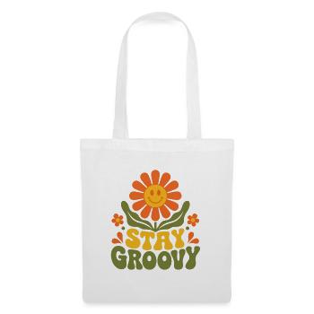 Stay Groovy – 70er Jahre Retro Blume Blüte Vektor - Stoffbeutel - Weiß - Vorne