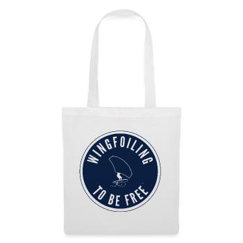 Wingfoiling to be free – Badge in Navy - Tote Bag - white - Front