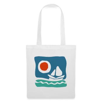 Segelboot auf azurblauem Meer – Meeresillustration - Stoffbeutel - Weiß - Vorne