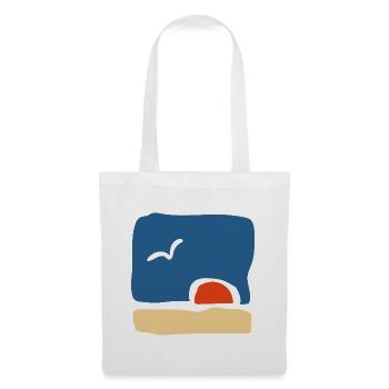 Vogel bei Sonnenuntergang – Minimalistische Kunst - Stoffbeutel - Weiß - Vorne