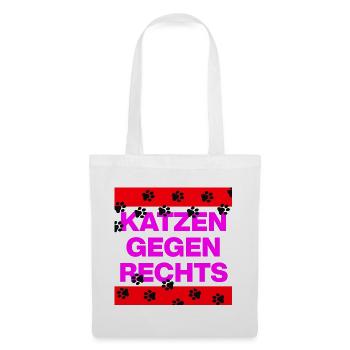 KATZEN GEGEN RECHTS, NO AFD NO NZS, NIE WIEDER - Stoffbeutel - Weiß - Vorne