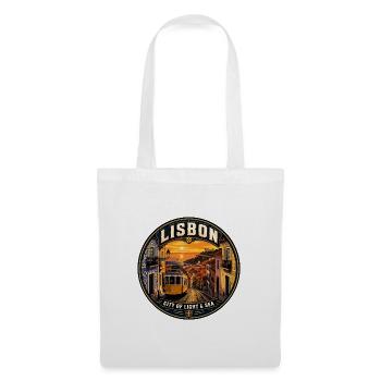Lisbon Portugal Vintage Travel Badge - Tote Bag - white - Front