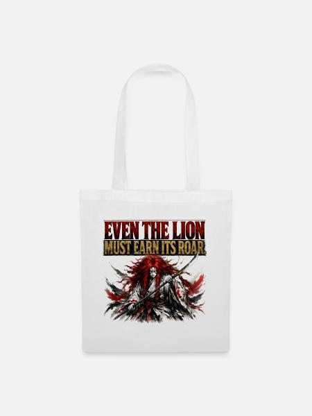 Sogar der Löwe verdient sein Roar-Samurai-Turnshirt - Stoffbeutel - Weiß