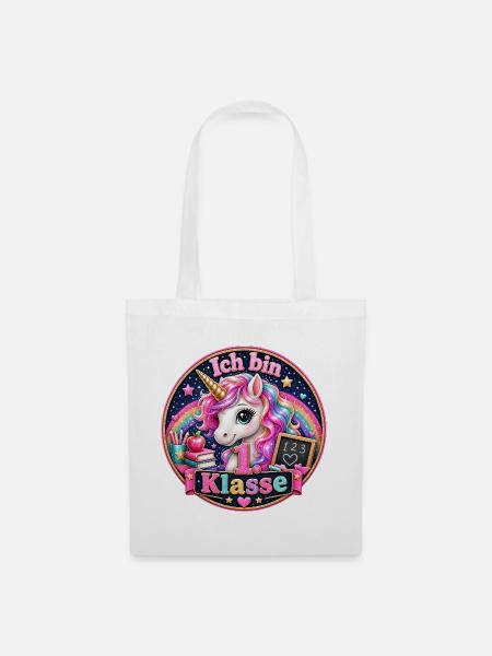 Ich bin 1. Klasse Einhorn - Stoffbeutel - Weiß