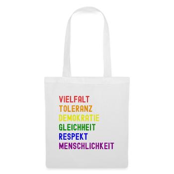 Vielfalt Toleranz Demokratie - Stoffbeutel - Weiß - Vorne