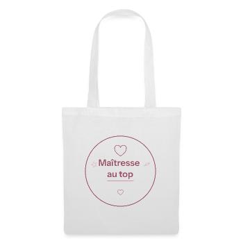 Maîtresse au top cercle rose - Sac en tissu - blanc - Devant