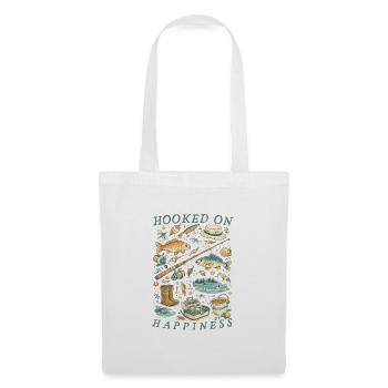 Hooked On Happiness Vintage Fishing Gear - Tote Bag - white - Front