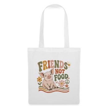 Friends Not Food Pig Vegan Rétro - Sac en tissu - blanc - Devant