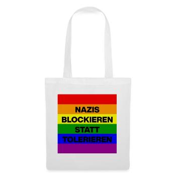 NAZIS BLOCKIEREN STATT TOLERIEREN, LGBTQ COMUNITY - Stoffbeutel - Weiß - Vorne