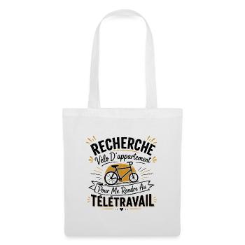 Télétravail, travail humour, humour de bureau - Sac en tissu - blanc - Devant