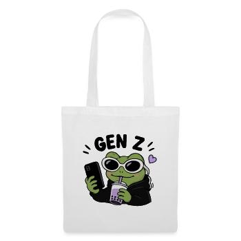 Grenouille de la génération Z avec une esthétique de mème drôle à la Boba Kawaii - Sac en tissu - blanc - Devant