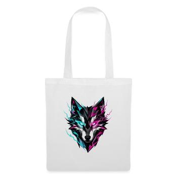 Wolfskopf neonfarben - Stoffbeutel - Weiß - Vorne
