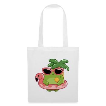 Sommerlicher Frosch mit Sonnenbrille und Flamingo  - Stoffbeutel - Weiß - Vorne