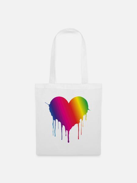 Regenbogen-Tropfherz - Stoffbeutel - Weiß