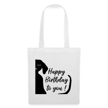 Joyeux anniversaire teckel - Sac en tissu - blanc - Devant
