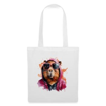 Capybara frais avec lunettes de soleil Capybara drôle - Sac en tissu - blanc - Devant