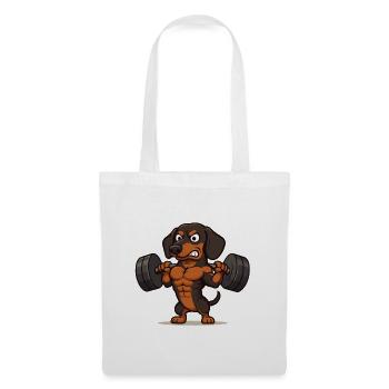Fitness dachshund – powerhouse in the gym - Tote Bag - white - Front