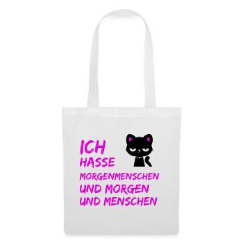 ICH HASSE MORGENMENSCHEN UND MORGEN UND MENSCHEN - Stoffbeutel - Weiß - Vorne