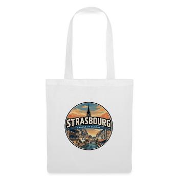 Retro Strasbourg Petite France Badge - Tote Bag - white - Front