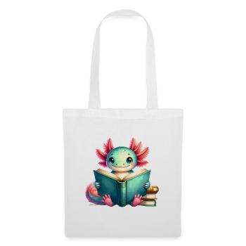 Comic Axolotl Reading a Book – Nerdy Reader Art - Tote Bag - white - Front