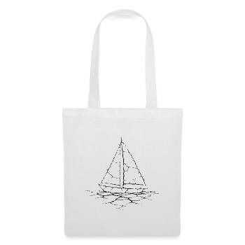 Cracked Sailboat – Minimalistisches Segelmotiv - Stoffbeutel - Weiß - Vorne