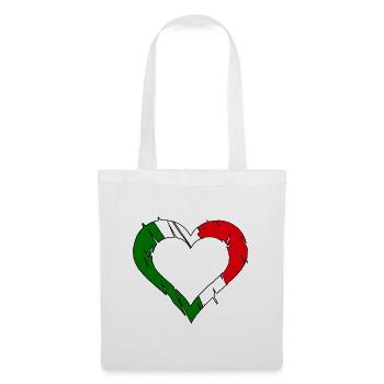 Italienflaggenherz zerkratzt - Stoffbeutel - Weiß - Vorne