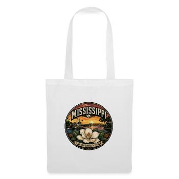 Mississippi Magnolia State Retro Dampfschiff-Abzeichen - Stoffbeutel - Weiß - Vorne