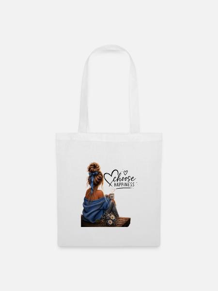 Choose Happiness: Cozy Blue Moment - Stoffbeutel - Weiß
