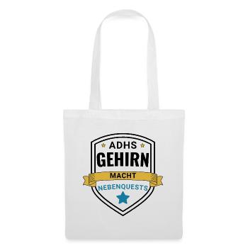 ADHS Gehirn macht Nebenquests - Stoffbeutel - Weiß - Vorne
